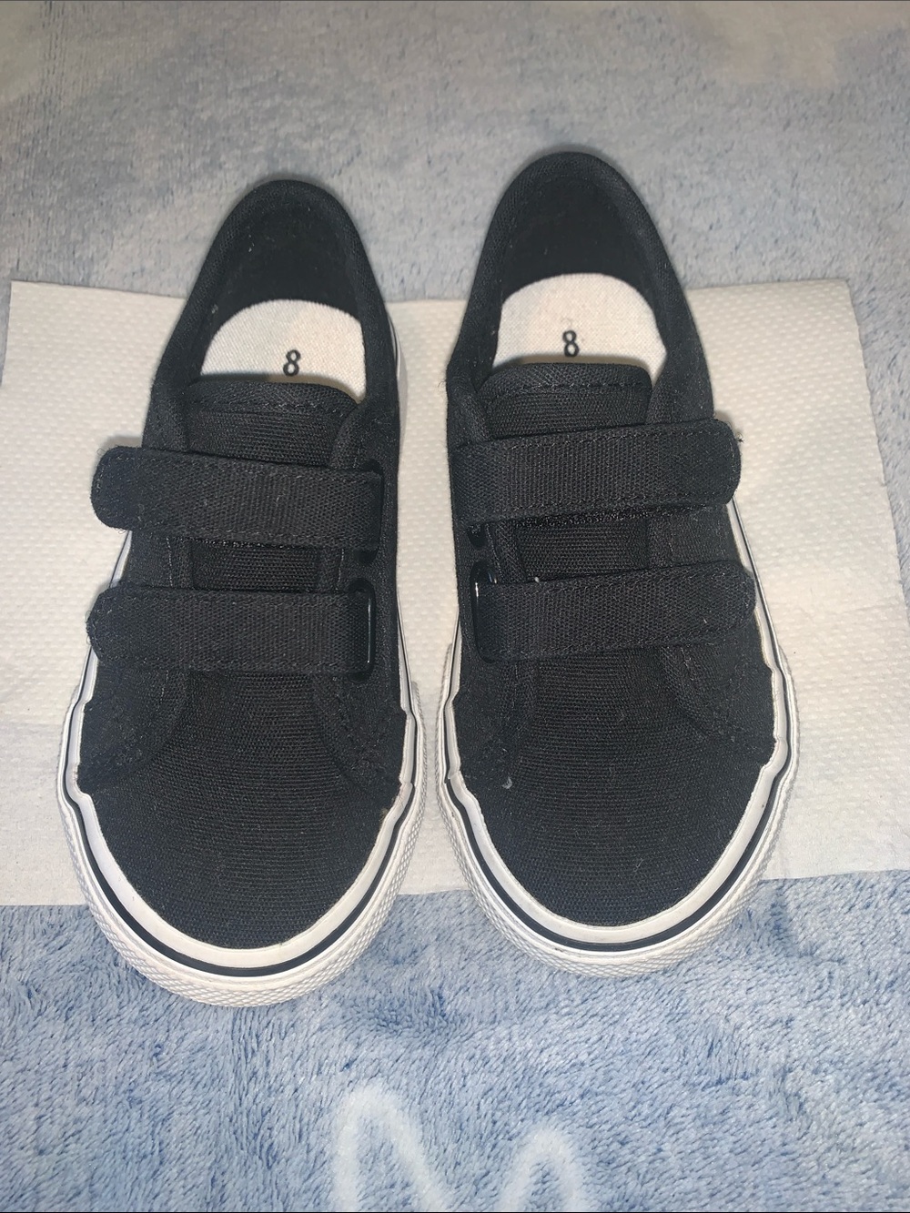 wonder nation Black Canvas Velcro Sneakers with White Trim Open to Offers